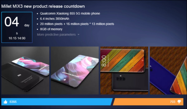 Названы некоторые характеристики флагманского Xiaomi Mi Mix 3
