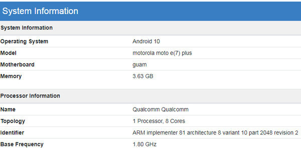 Moto E7 Plus станет одним из первых смартфонов на процессоре Snapdragon 460