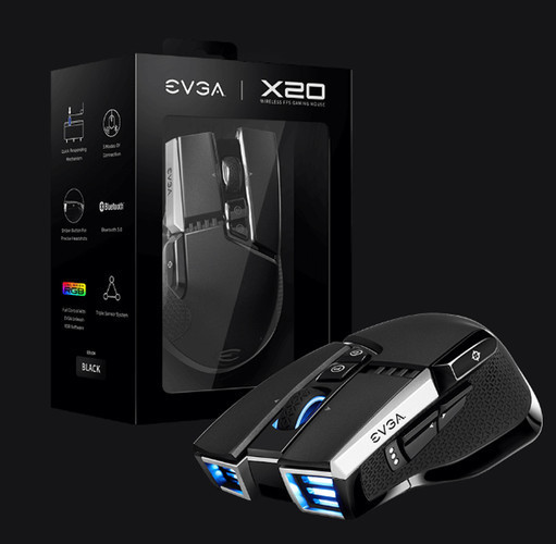 Представлена мышь EVGA X20 для любителей игр с тремя способами подключения к ПК
