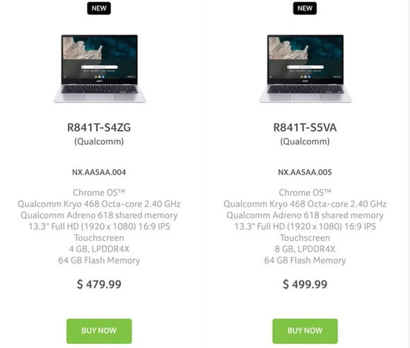 Представлен Acer Chromebook Spin 513 на процессоре Snapdragon 7c по цене 0